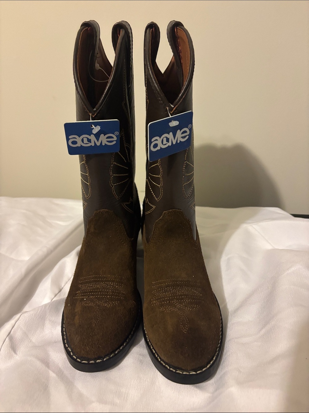 ACME Brown Suede & Dark Brown Leather Western Boots